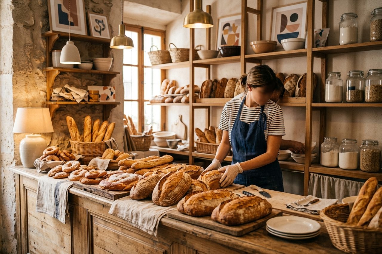 Diseño web para panadería: web de mostrador o tienda online: mockup de la web en portátil y móvil