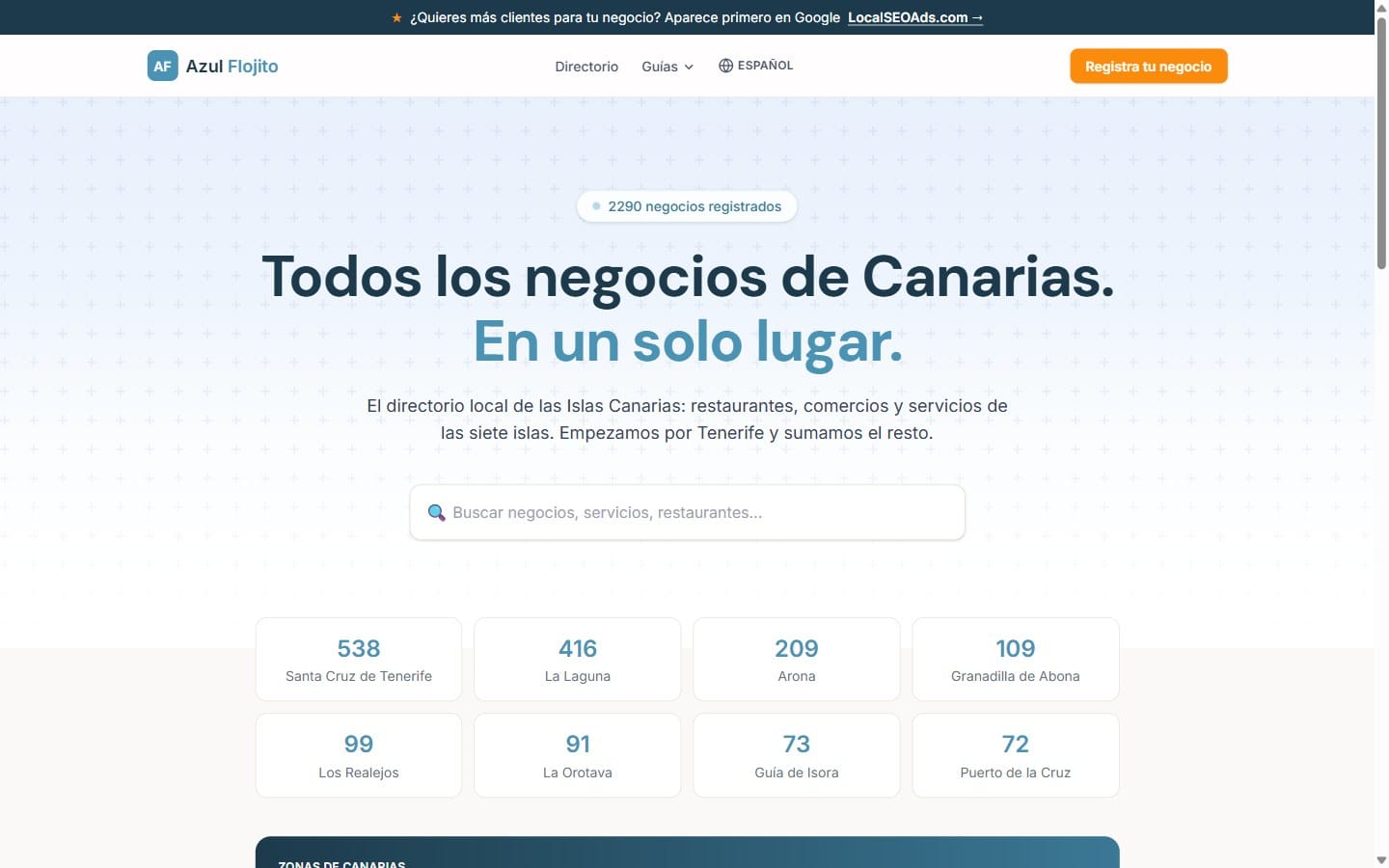 Página de inicio de la web de Azul Flojito