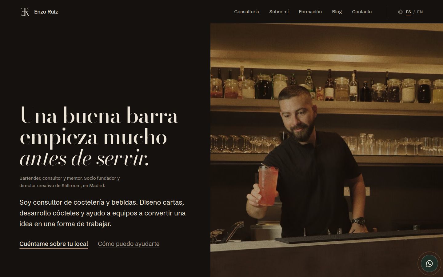 Página de inicio de la web de Enzo Ruiz