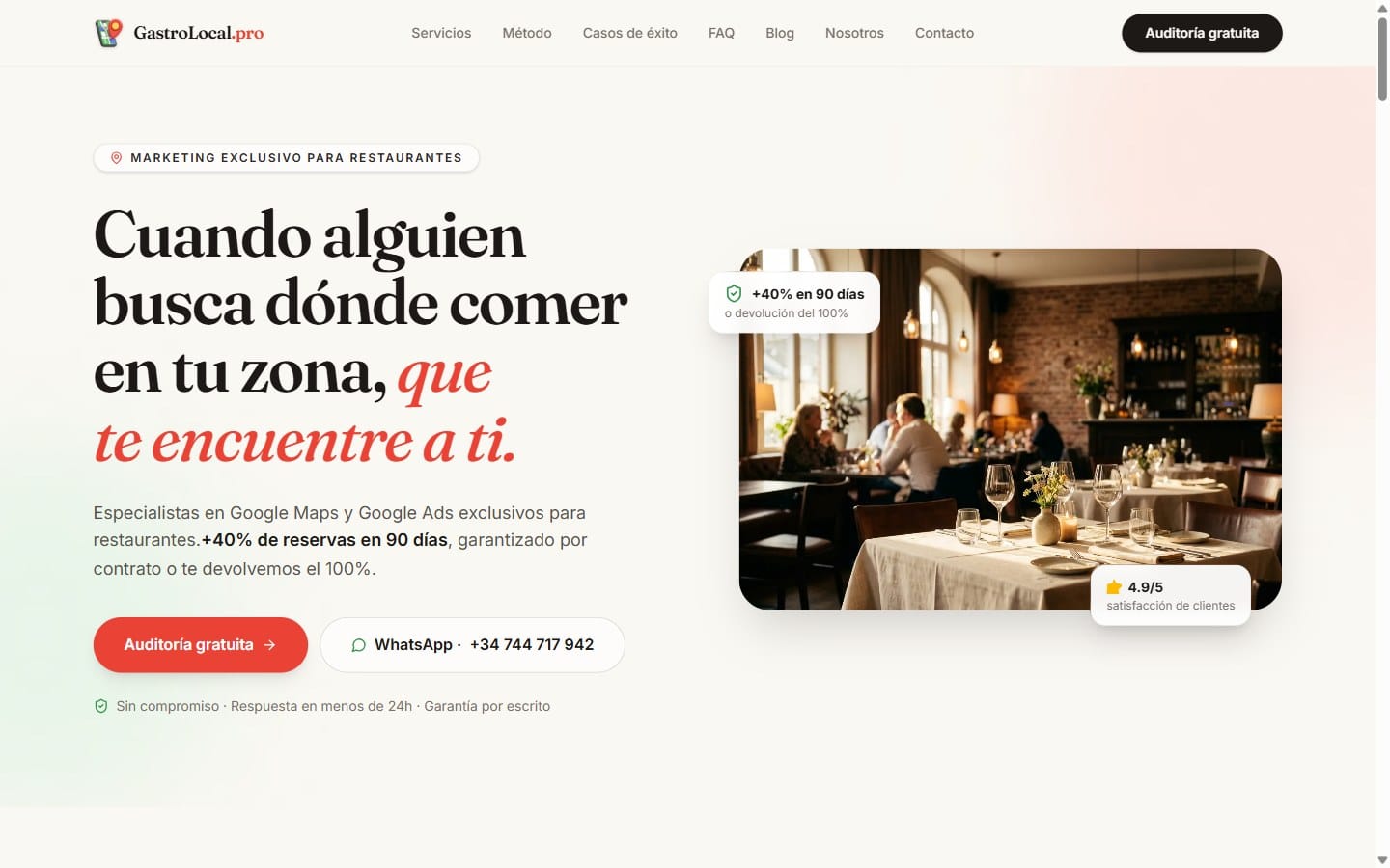 Página de inicio de la web de GastroLocal.pro