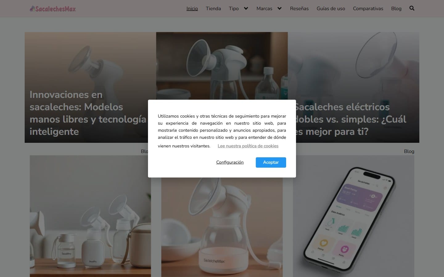 Página de inicio de la web de SacalechesMax
