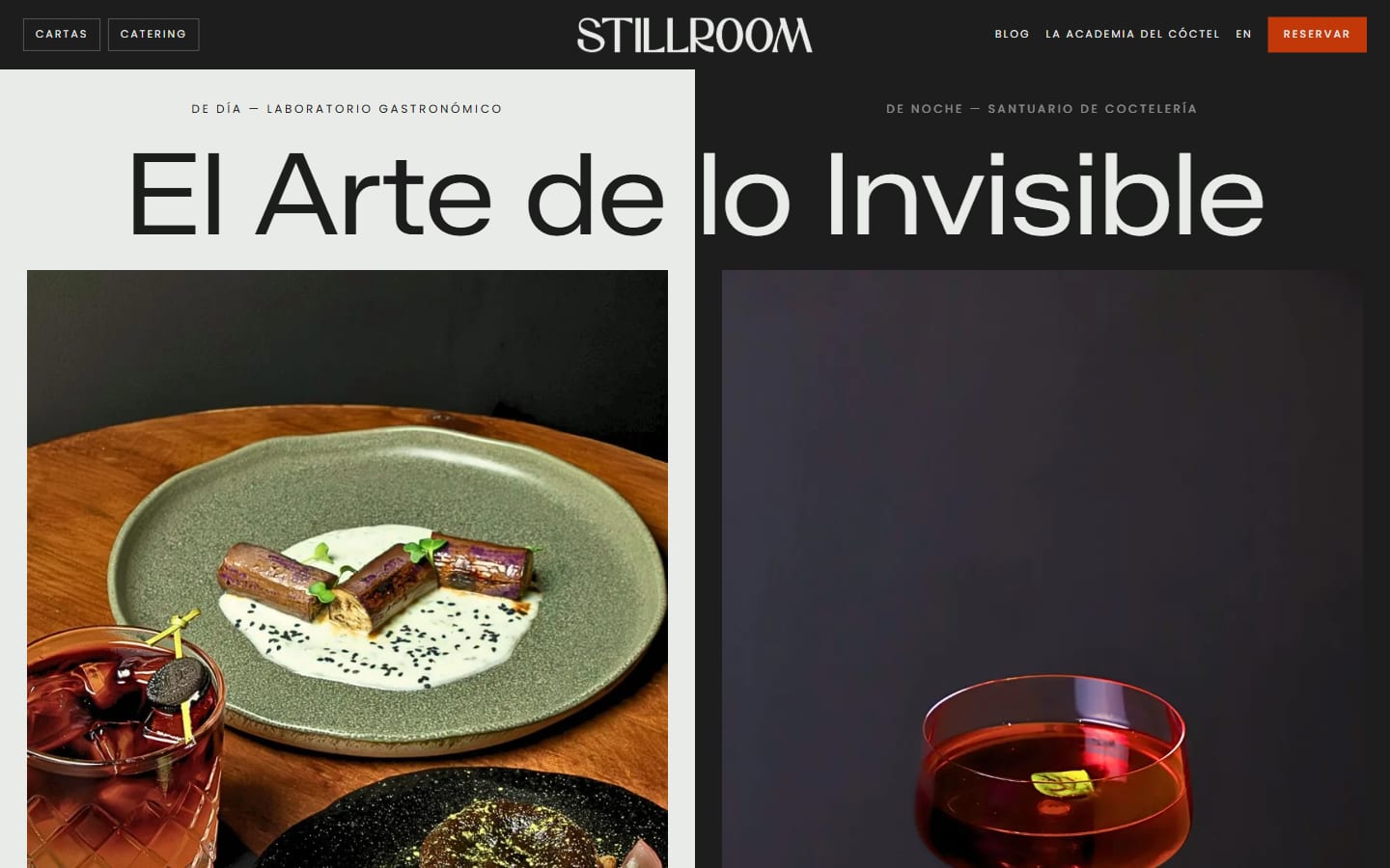 Página de inicio de la web de Stillroom · Gastro Cocktail Bar